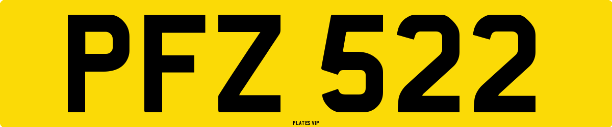 PFZ 522 Number Plate