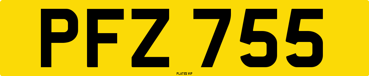 PFZ 755 Number Plate