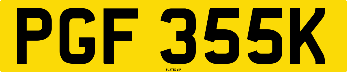PGF 355K Number Plate
