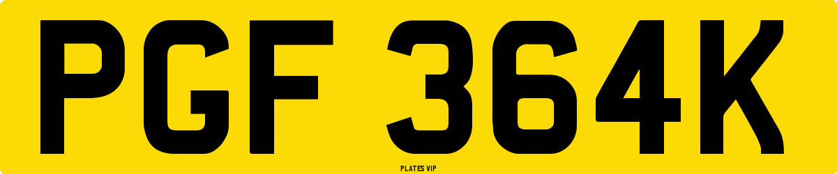 PGF 364K Number Plate