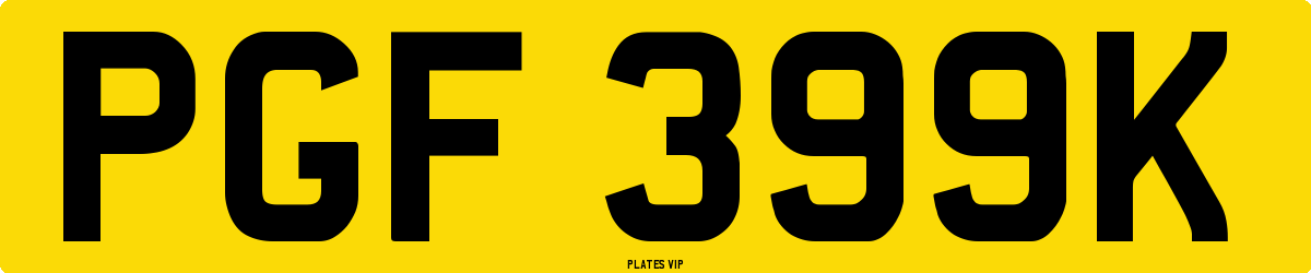 PGF 399K Number Plate
