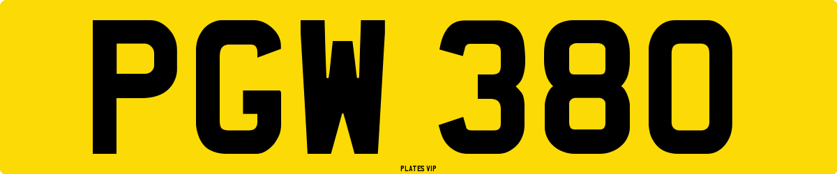 PGW 380 Number Plate