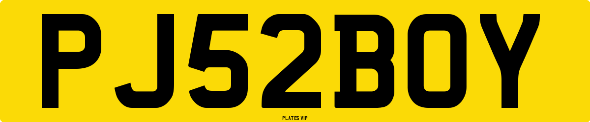 PJ 52 BOY Number Plate