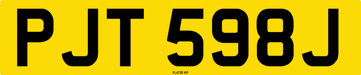PJT 598J Number Plate