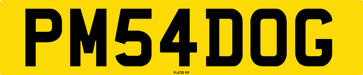 PM 54 DOG Number Plate