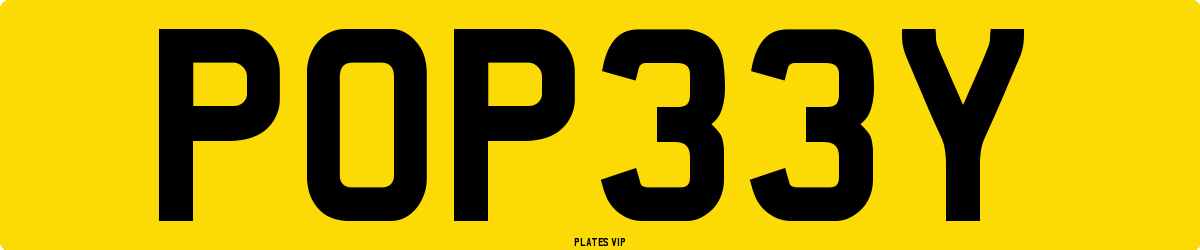 POP33Y Number Plate