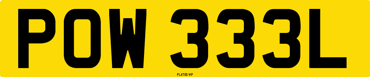 POW 333L Number Plate