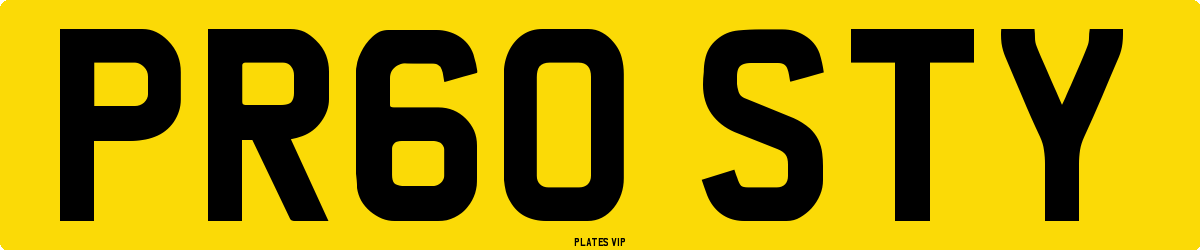 PR60 STY Number Plate
