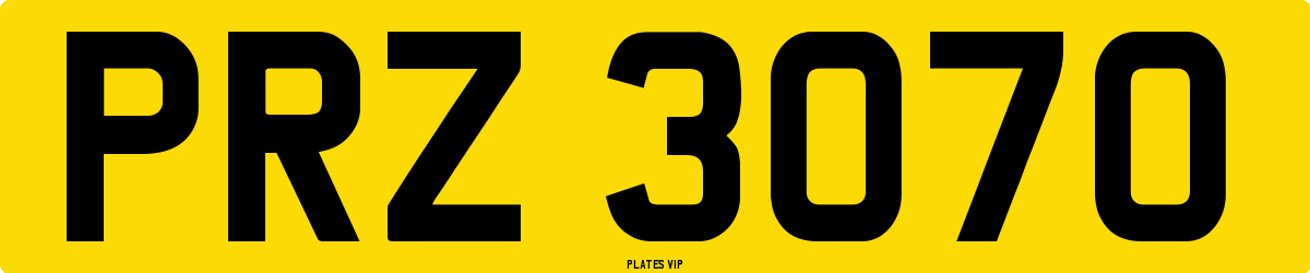 PRZ 3070 Number Plate