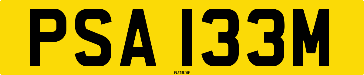 PSA 133M Number Plate