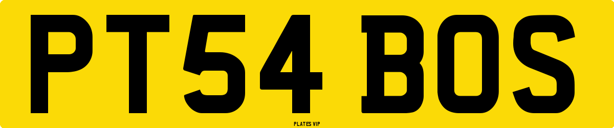 PT54 BOS Number Plate