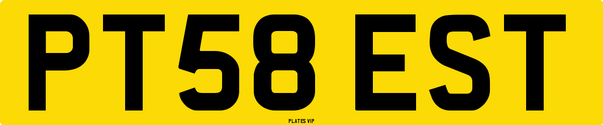 PT58 EST Number Plate