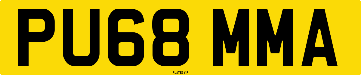 PU68 MMA Number Plate