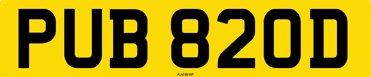 PUB 820D Number Plate