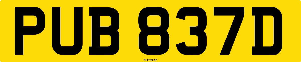 PUB 837D Number Plate