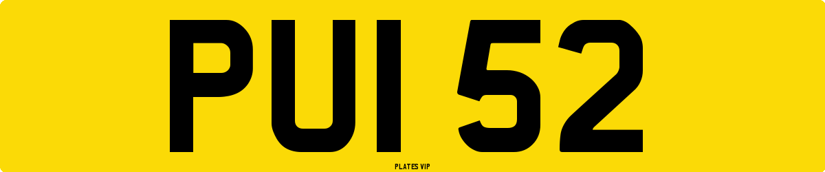 PUI 52 Number Plate