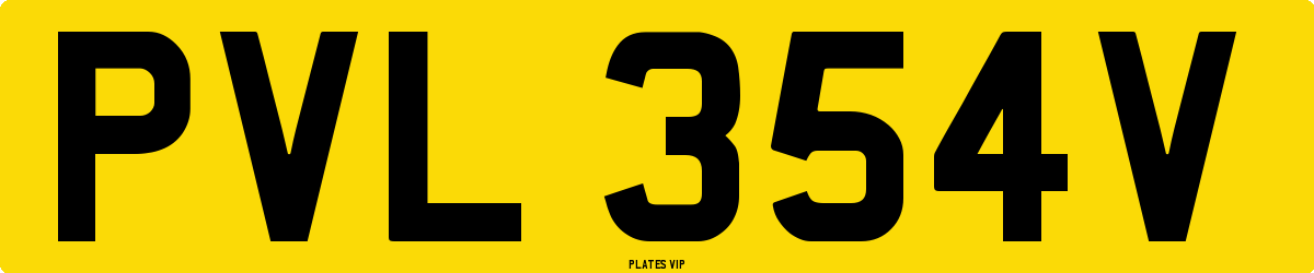 PVL 354V Number Plate
