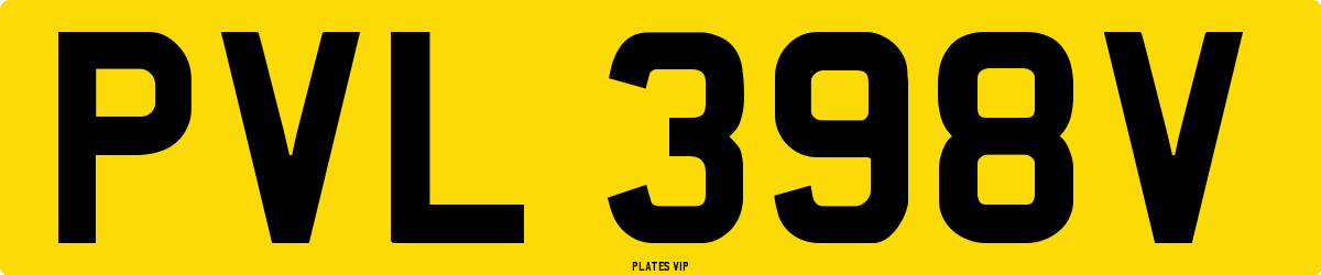 PVL 398V Number Plate