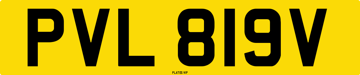 PVL 819V Number Plate