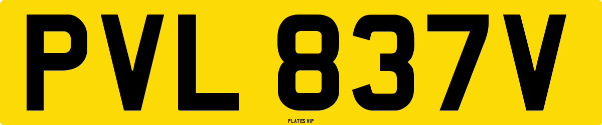 PVL 837V Number Plate