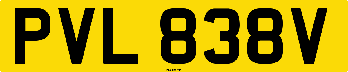 PVL 838V Number Plate