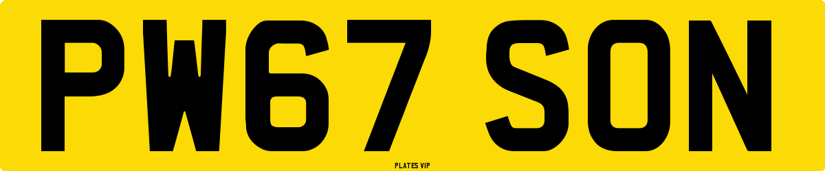 PW67 SON Number Plate
