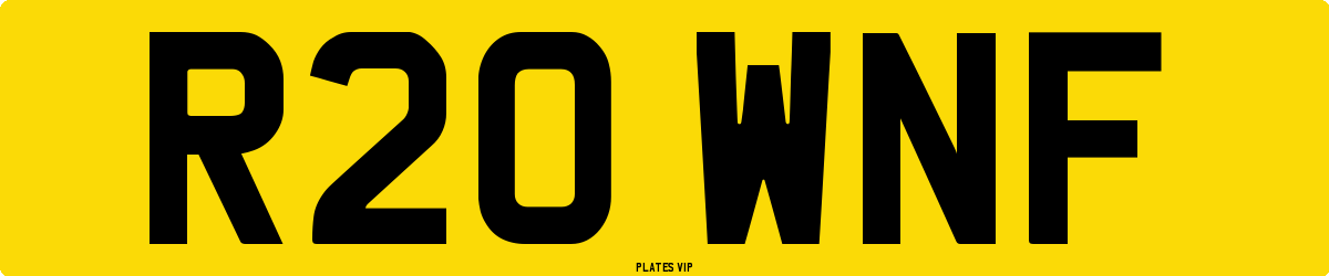 R20 WNF Number Plate