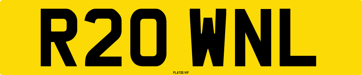 R20 WNL Number Plate