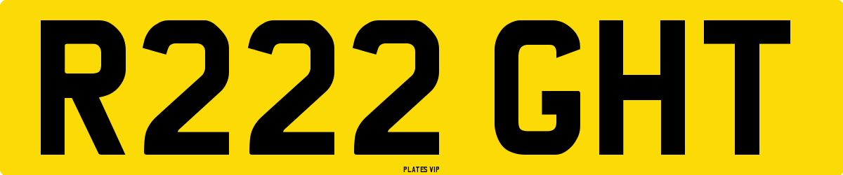 R222 GHT Number Plate