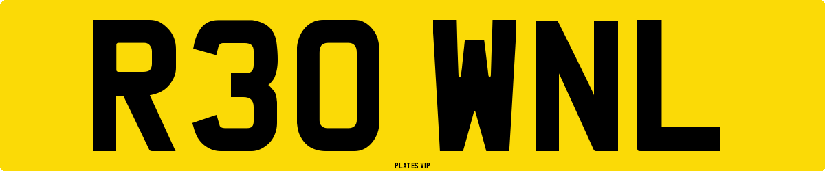 R30 WNL Number Plate