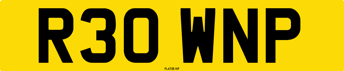 R30 WNP Number Plate