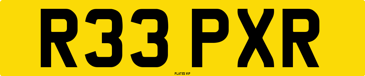 R33 PXR Number Plate