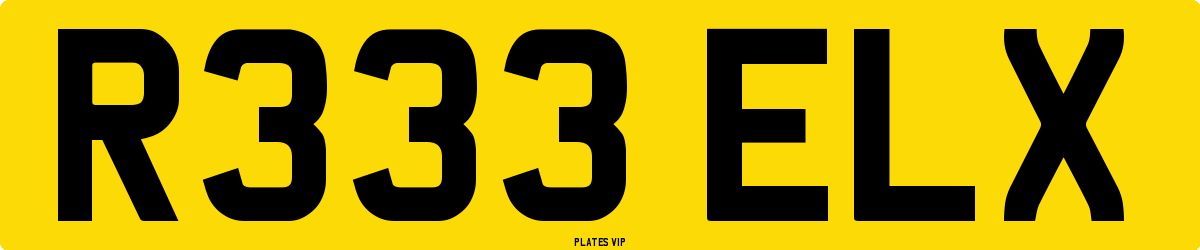 R333 ELX Number Plate