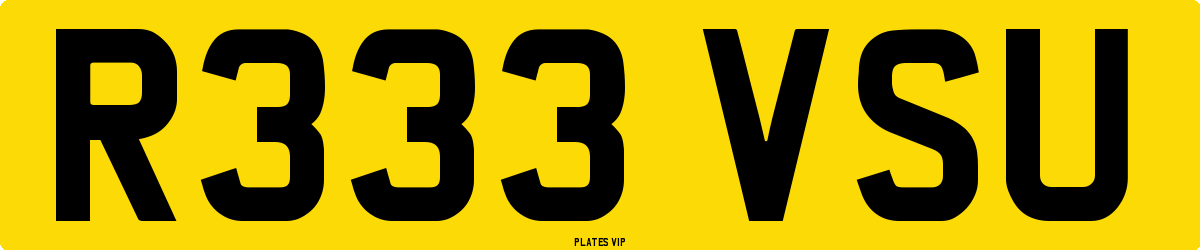 R333 VSU Number Plate