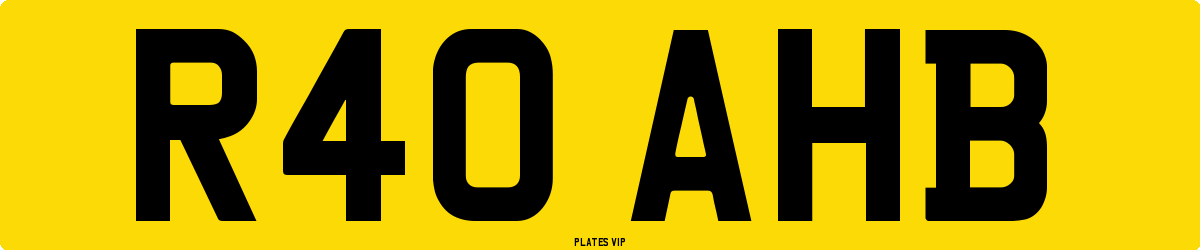 R40 AHB Number Plate