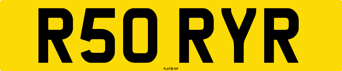 R50 RYR Number Plate