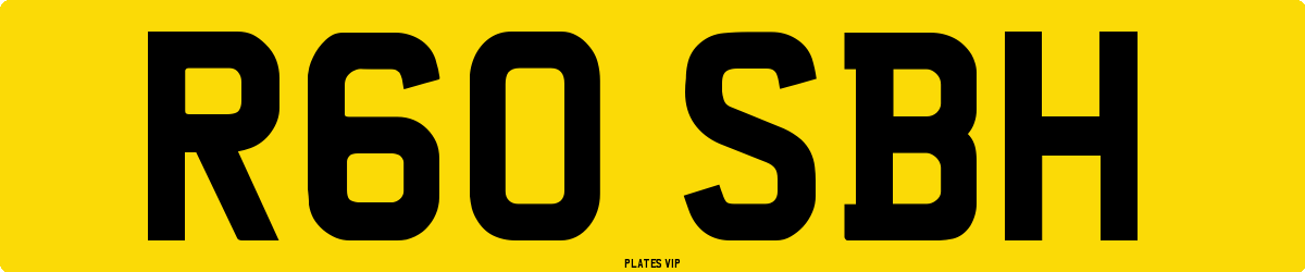 R60 SBH Number Plate