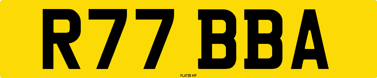 R77 BBA Number Plate