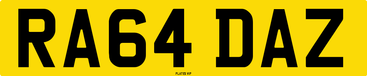 RA64 DAZ Number Plate