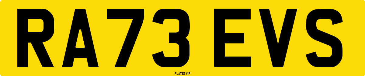 RA73 EVS Number Plate