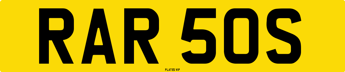 RAR 50S Number Plate
