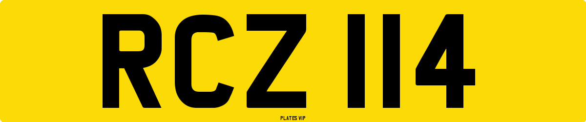 RCZ 114 Number Plate