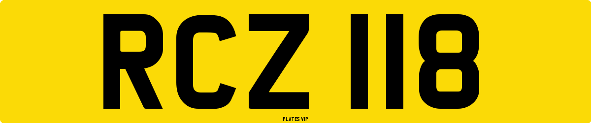RCZ 118 Number Plate