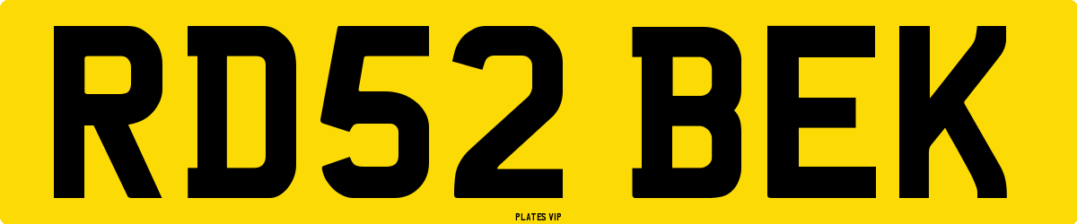 RD52 BEK Number Plate