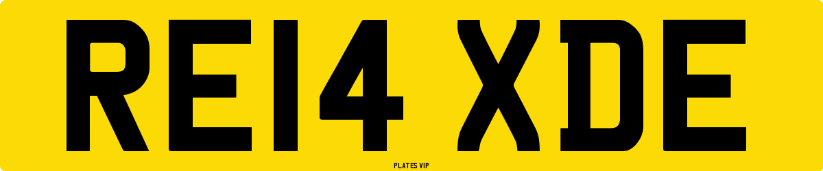 RE14 XDE Number Plate