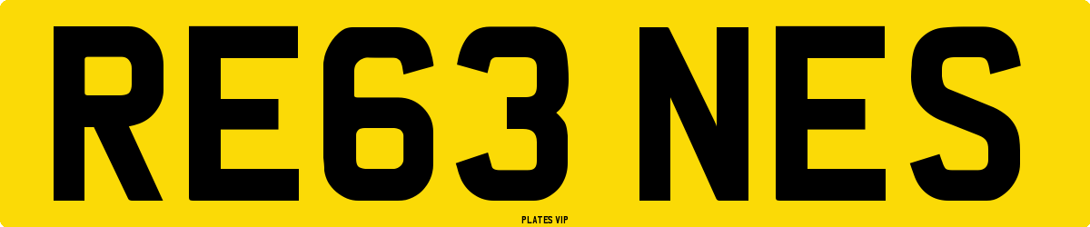 RE63 NES Number Plate