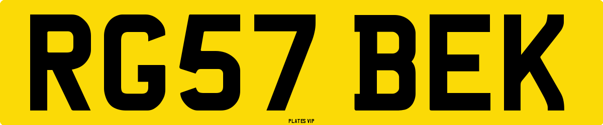 RG57 BEK Number Plate
