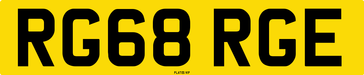 RG68 RGE Number Plate