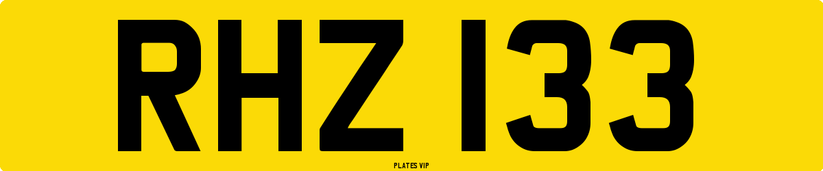 RHZ 133 Number Plate