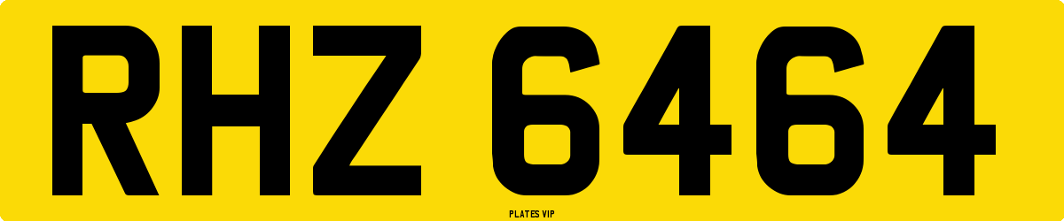 RHZ 6464 Number Plate